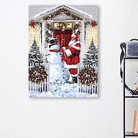 Snowman and Santa Canvas Art Print