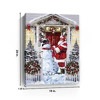 Snowman and Santa Canvas Art Print