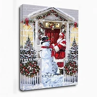 Snowman and Santa Canvas Art Print