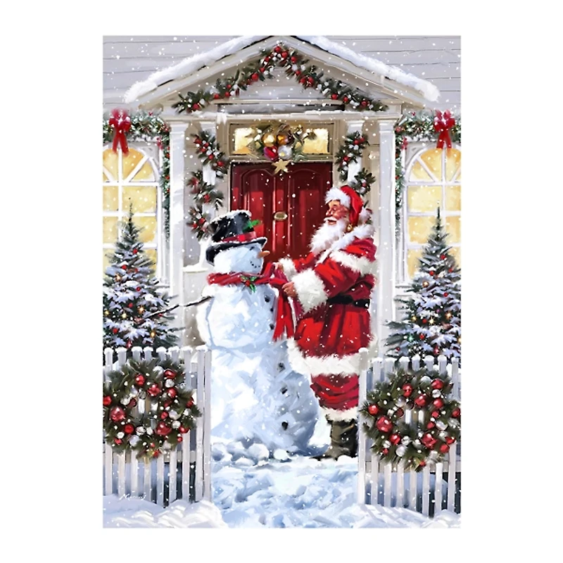 Snowman and Santa Canvas Art Print