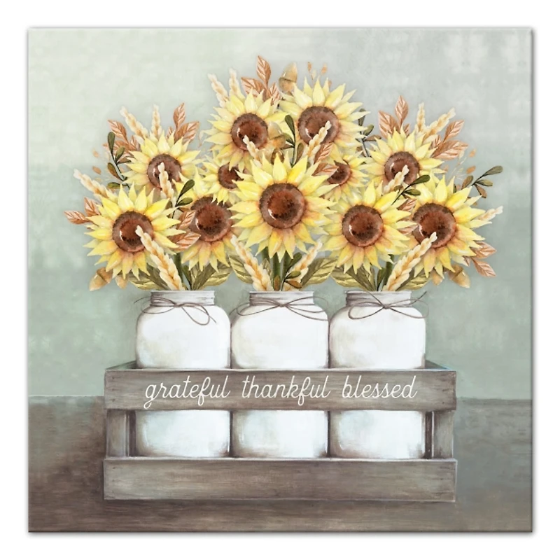 Gratitude Sunflowers Canvas Art Print