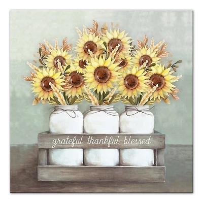 Gratitude Sunflowers Canvas Art Print