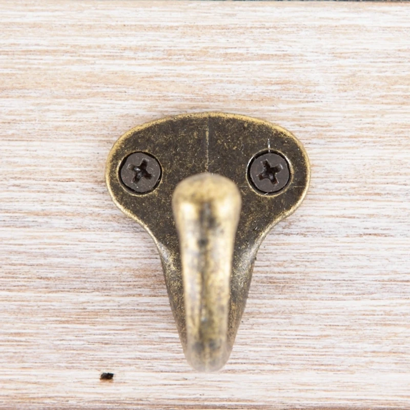 Metal and Wood Bath Sign with Hooks