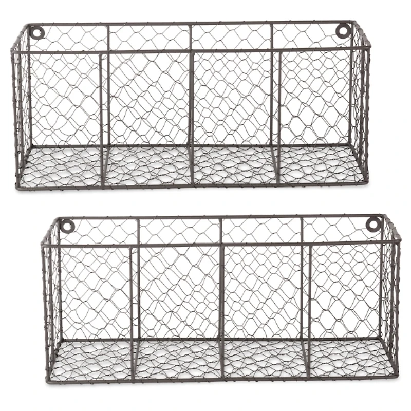 Large Wall Hanging Chicken Wire Baskets, Set of 2