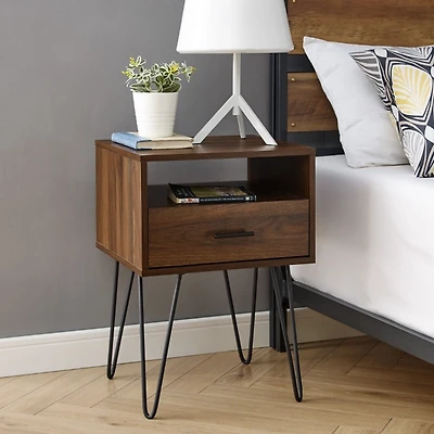 Dark Walnut Modern Farmhouse Side Table