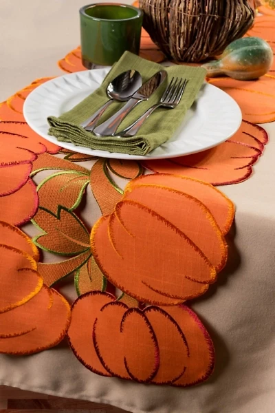 Embroidered Pumpkin Table Runner