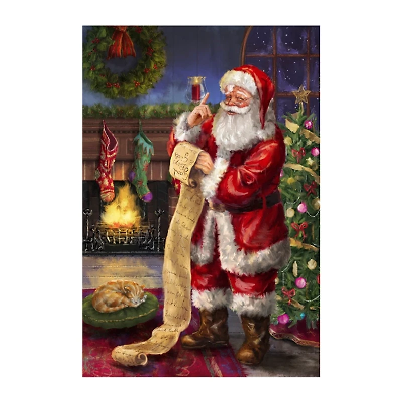 Santa Checking His List Canvas Art Print