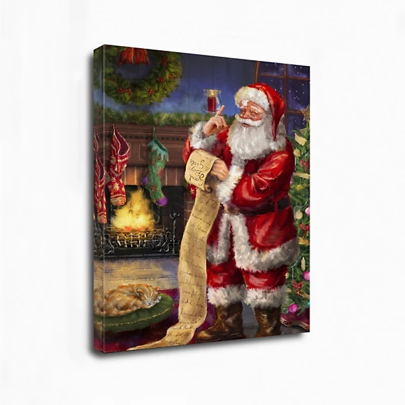 Santa Checking His List Canvas Art Print