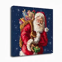 Santa with Gifts and Stars Canvas Art Print