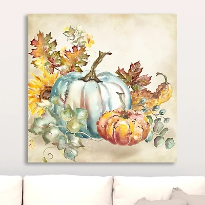 Watercolor Harvest Pumpkins Canvas Art Print