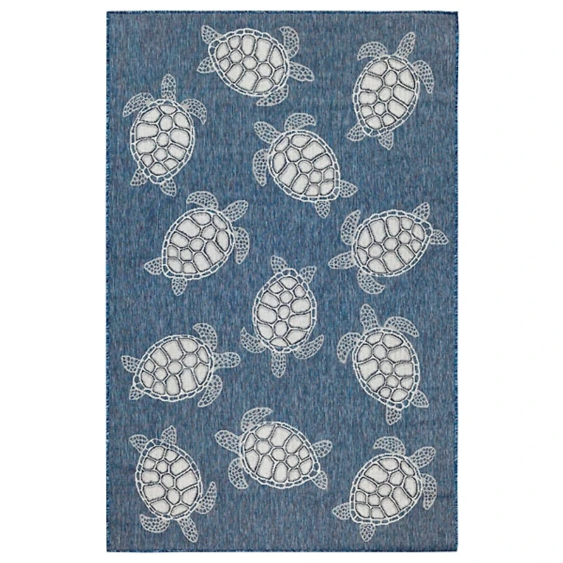 Navy Harrison Turtle Indoor/Outdoor Area Rug, 4x7