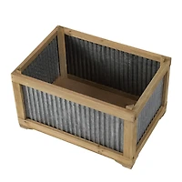 Wood Planters with Galvanized Sides, Set of 2