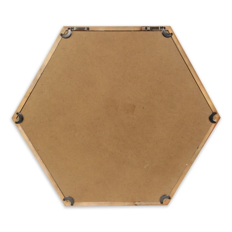 Wood Frame Hexagon Wall Mirror