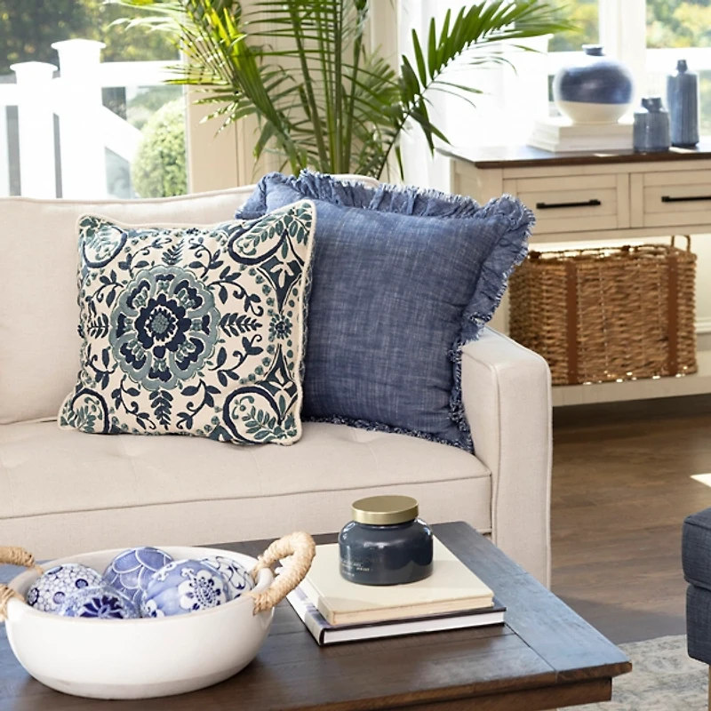 Blue Embroidered Claudia Pillow