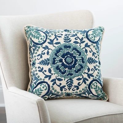 Blue Embroidered Claudia Pillow