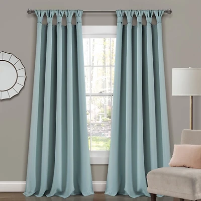 Blue Knotted Curtain Panel Set, 95 in.