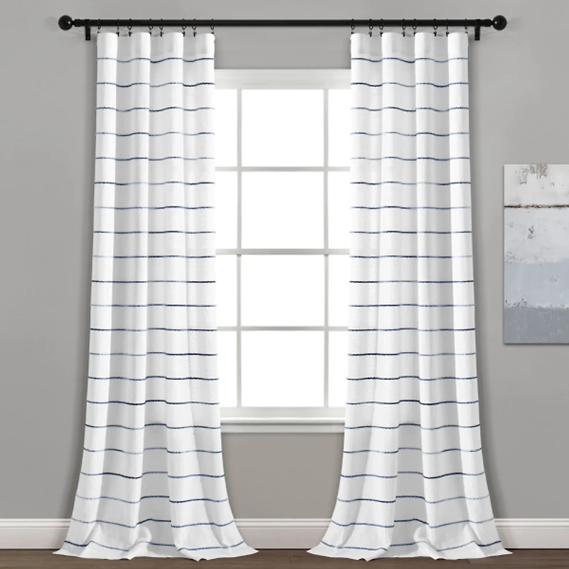 Navy Ombre Stripe Curtain Panel Set, 84 in.