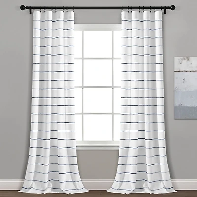 Navy Ombre Stripe Curtain Panel Set, 95 in.