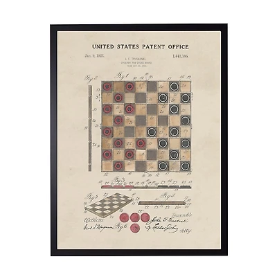 Watercolor Vintage Checkers Framed Art Print