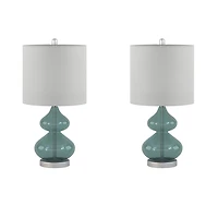 Curved Blue Glass Table Lamps, Set of 2