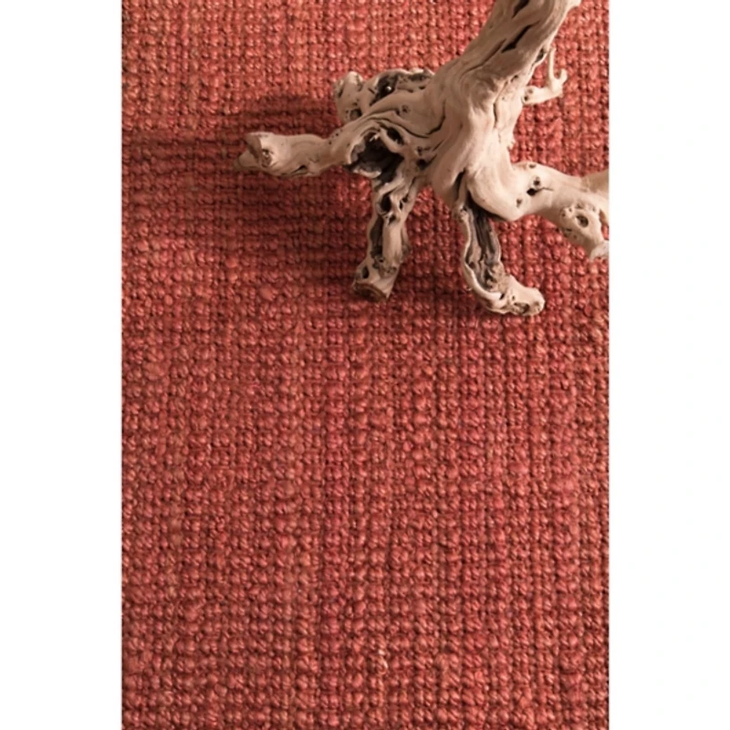 Red Hand Woven Chunky Loop Jute Area Rug, 5x7