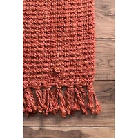 Red Hand Woven Chunky Loop Jute Area Rug, 5x7
