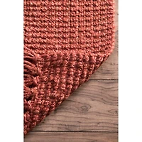 Red Hand Woven Chunky Loop Jute Area Rug, 5x7