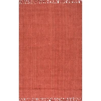 Red Hand Woven Chunky Loop Jute Area Rug, 5x7