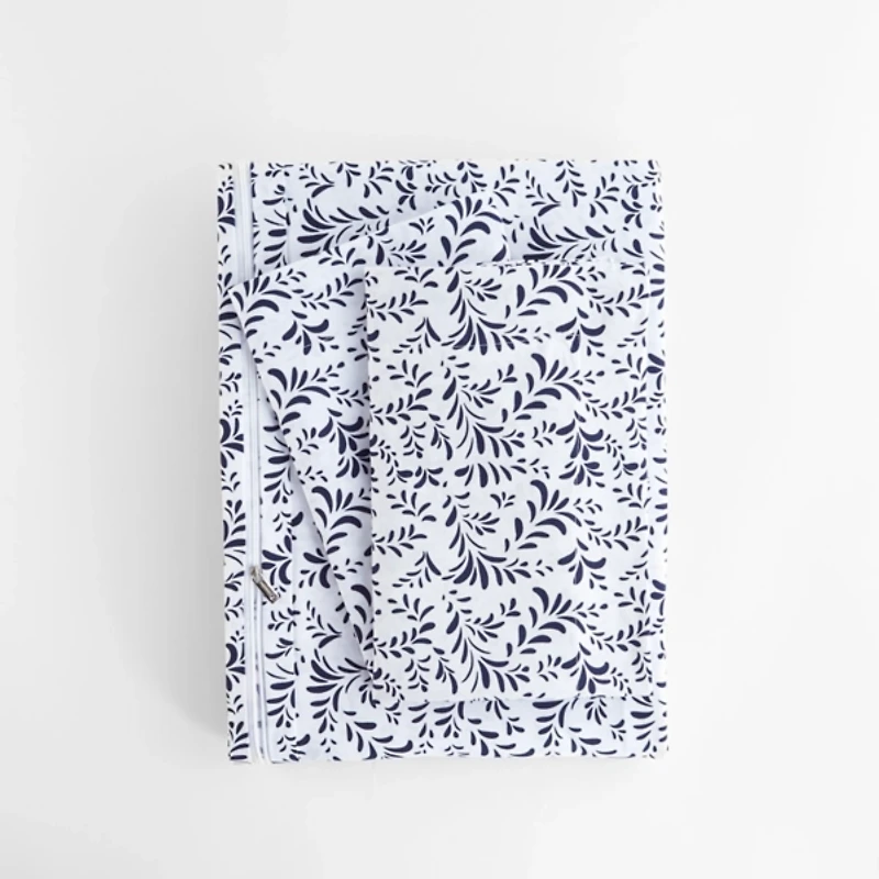 Navy Vines 3-pc. Queen Duvet Cover Set