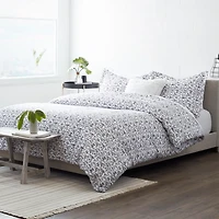 Navy Blue Burst of Vines Twin 3-pc Duvet Set