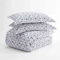 Navy Blue Burst of Vines Twin 3-pc Duvet Set