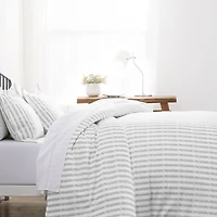 Light Gray Stripes 3-pc. Twin Duvet Cover Set