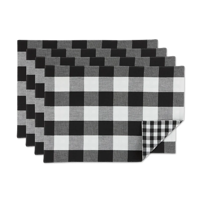 Black and White Reversible Placemats, Set of 4
