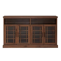 Dark Walnut Glass Door Classic TV Stand