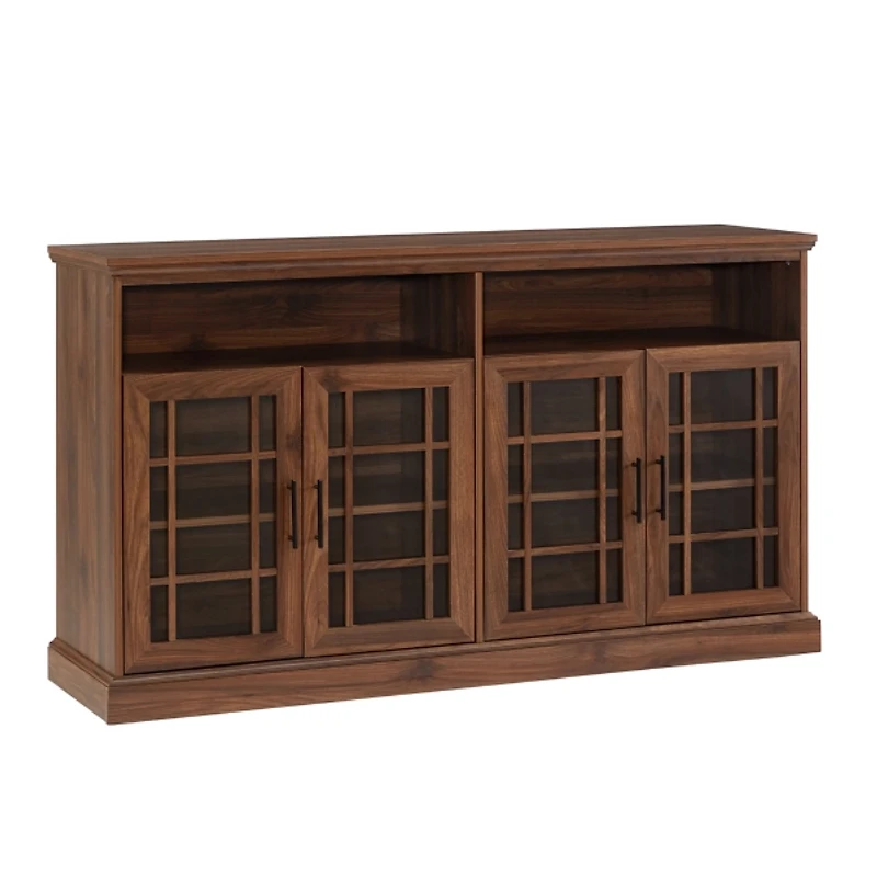 Dark Walnut Glass Door Classic TV Stand