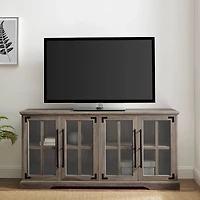 Gray Wash Window 4-Door TV Stand
