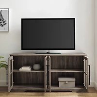 Gray Wash Window 4-Door TV Stand