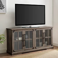 Gray Wash Window 4-Door TV Stand