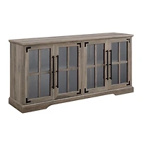 Gray Wash Window 4-Door TV Stand