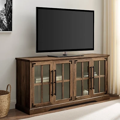 Rustic Oak Window 4-Door TV Stand