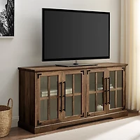 Rustic Oak Window 4-Door TV Stand