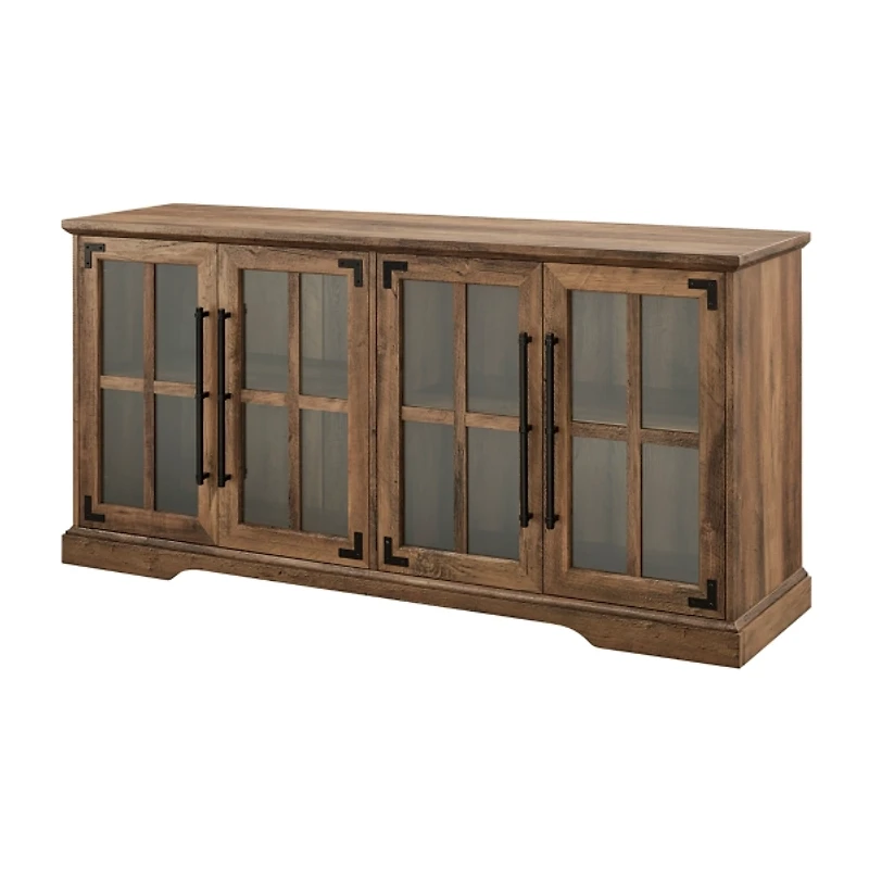 Rustic Oak Window 4-Door TV Stand