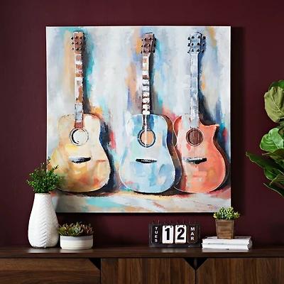 Colorful Guitars Canvas Art Print
