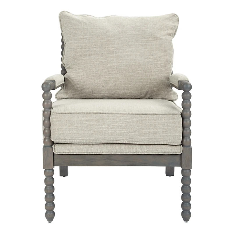 Beige Liam Turned Leg Accent Chair