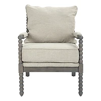 Beige Liam Turned Leg Accent Chair
