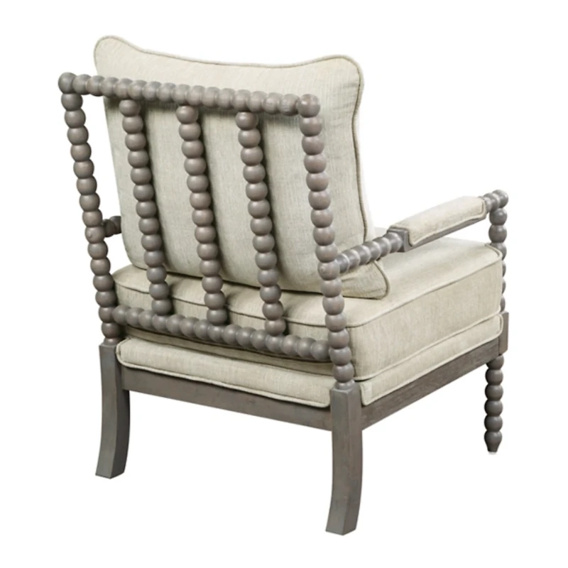 Beige Liam Turned Leg Accent Chair