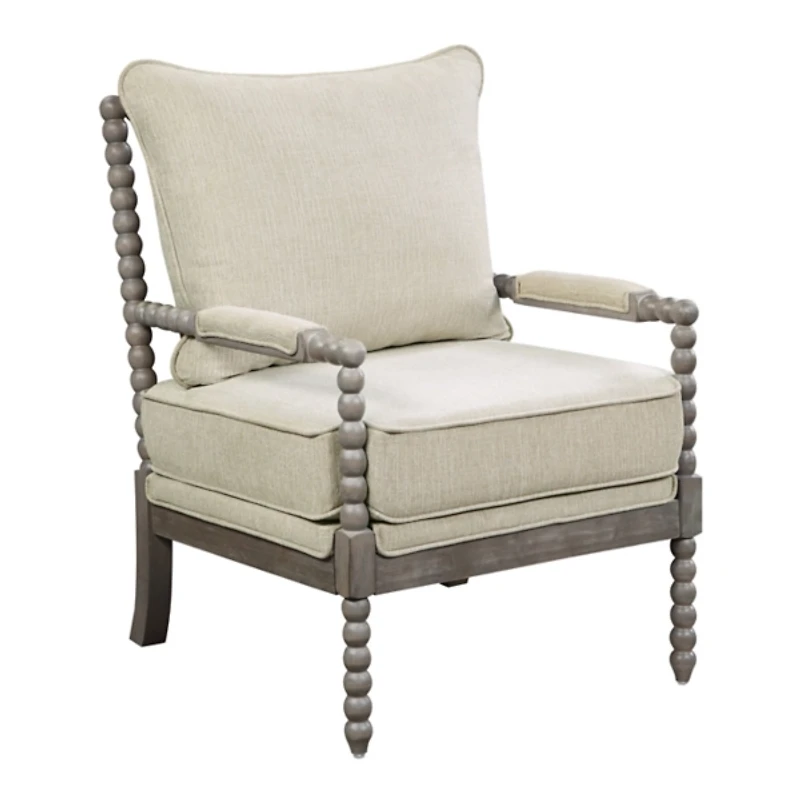 Beige Liam Turned Leg Accent Chair