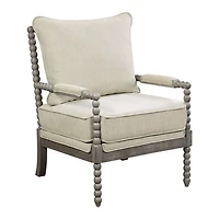 Beige Liam Turned Leg Accent Chair