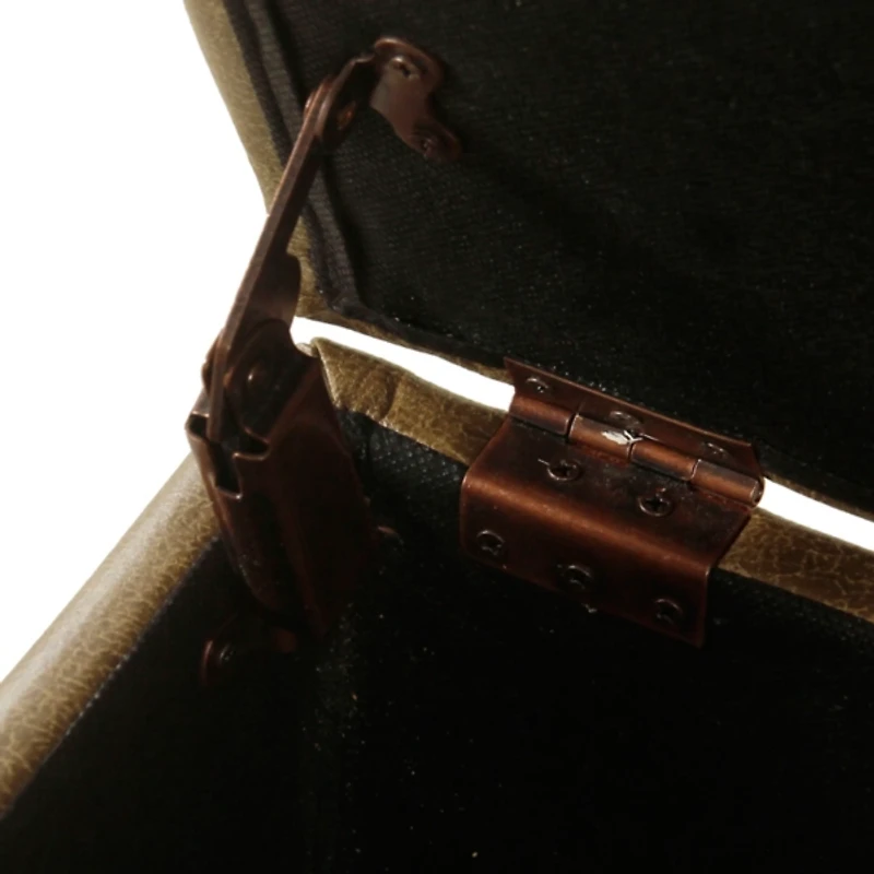 Brown Faux Leather Tufted Storage Ottoman