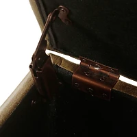 Brown Faux Leather Tufted Storage Ottoman